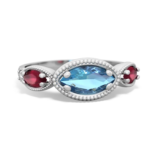 blue topaz-ruby milgrain marquise ring