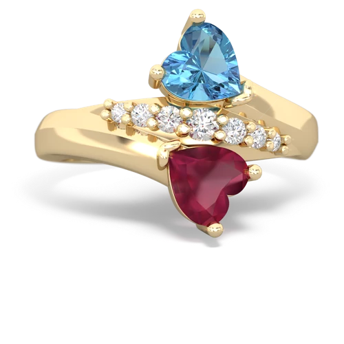 blue topaz-ruby modern ring