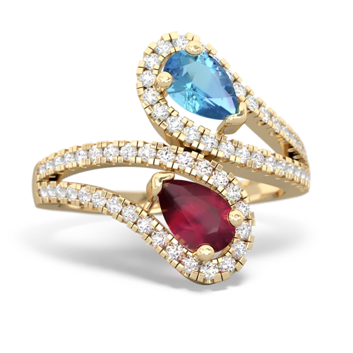 blue topaz-ruby pave swirls ring