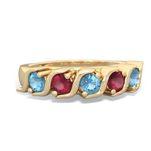 blue topaz-ruby timeless ring