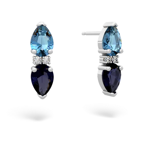 blue topaz-sapphire bowtie earrings