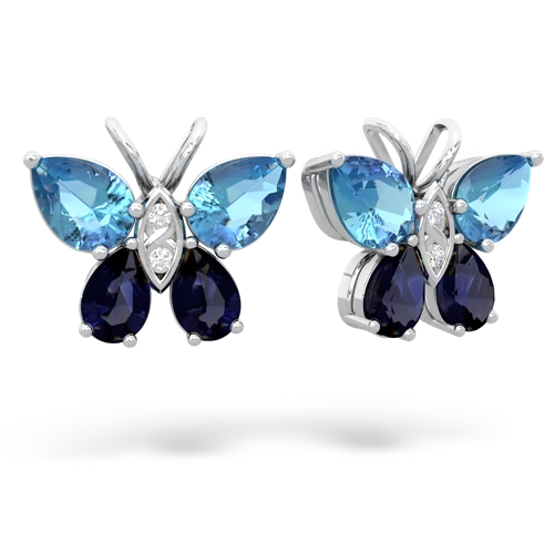 blue topaz-sapphire butterfly earrings