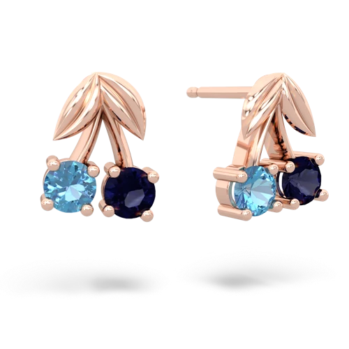 blue topaz-sapphire cherries earrings