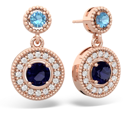 blue topaz-sapphire halo earrings