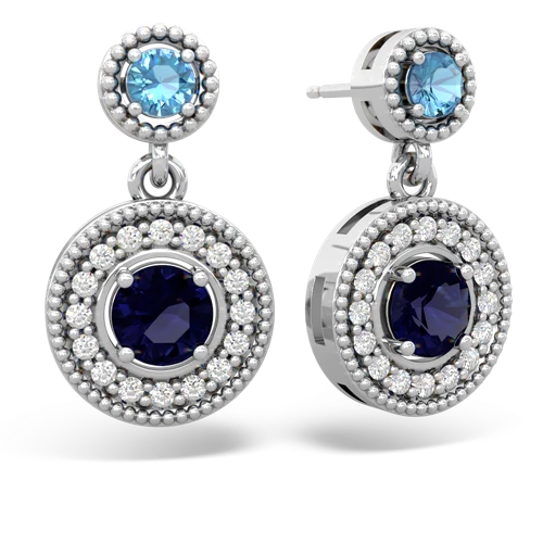 blue topaz-sapphire halo earrings