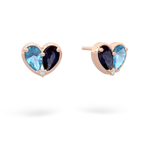 blue topaz-sapphire one heart earrings