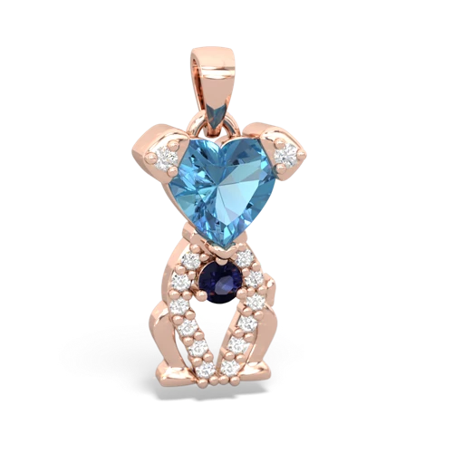 blue topaz-sapphire birthstone puppy pendant