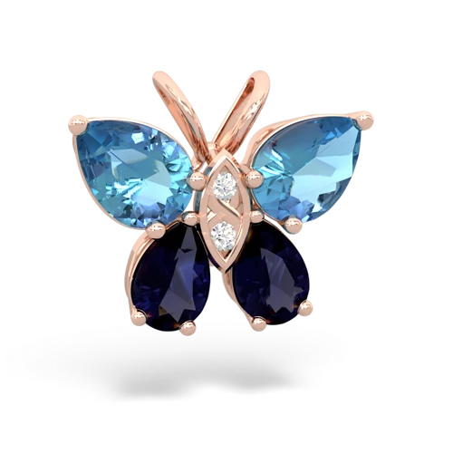 blue topaz-sapphire butterfly pendant