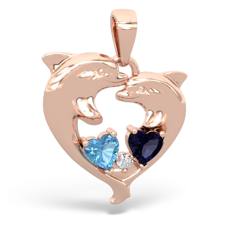 blue topaz-sapphire dolphins pendant