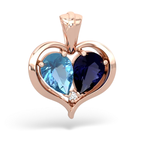 blue topaz-sapphire half heart whole pendant