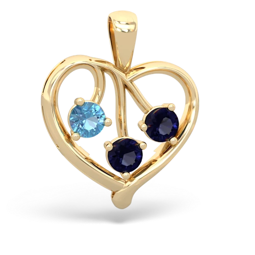 blue topaz-sapphire love heart pendant