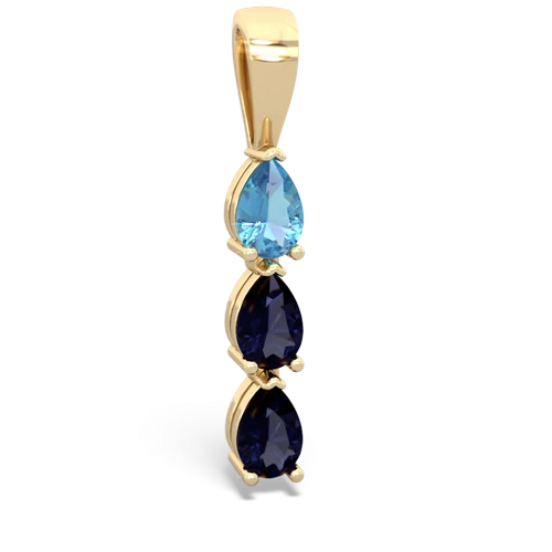 blue topaz-sapphire three stone pendant