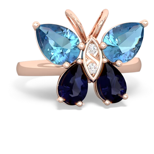blue topaz-sapphire butterfly ring