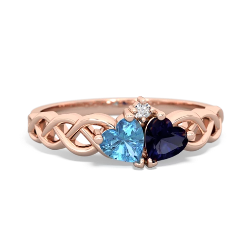 blue topaz-sapphire celtic braid ring