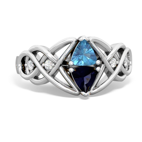 blue topaz-sapphire celtic knot ring