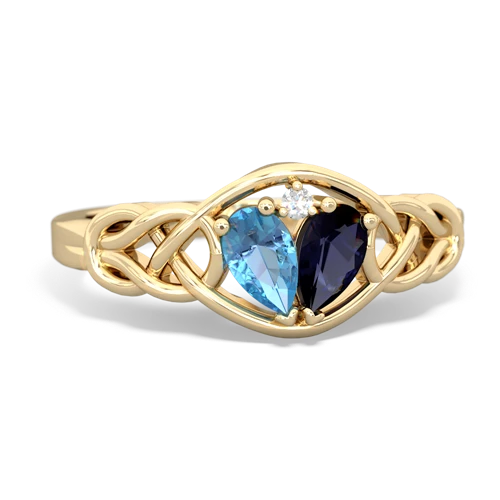 blue topaz-sapphire celtic knot ring