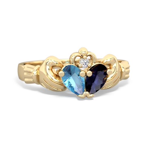 blue topaz-sapphire claddagh ring