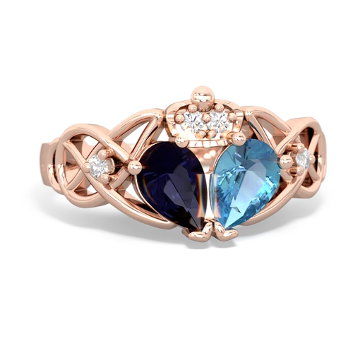 blue topaz-sapphire claddagh ring