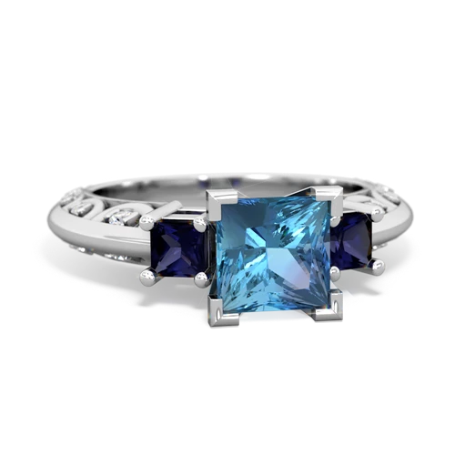 blue topaz-sapphire engagement ring