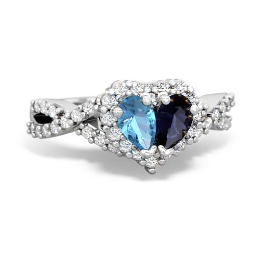 blue topaz-sapphire engagement ring