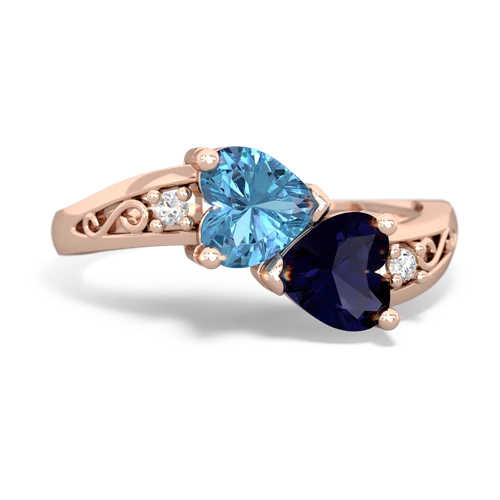blue topaz-sapphire filligree ring