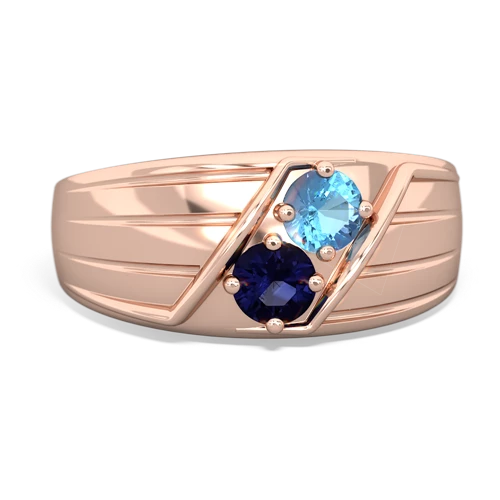 blue topaz-sapphire mens ring