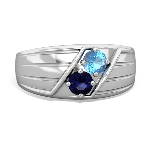 blue topaz-sapphire mens ring