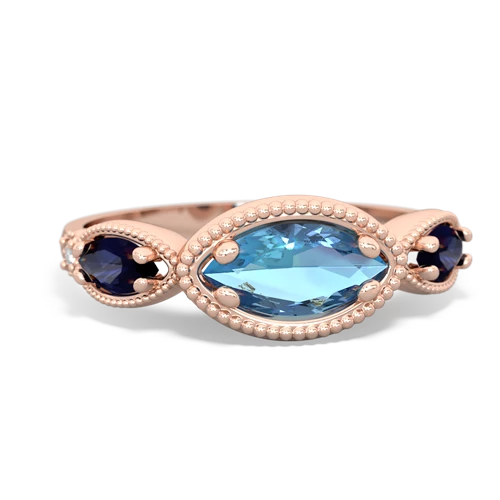 blue topaz-sapphire milgrain marquise ring