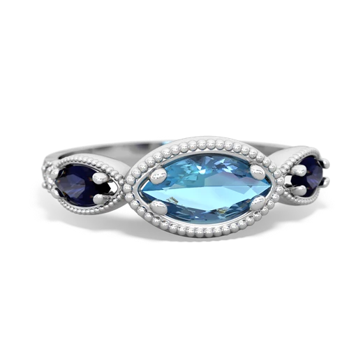 blue topaz-sapphire milgrain marquise ring