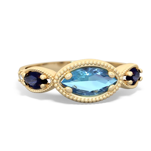 blue topaz-sapphire milgrain marquise ring