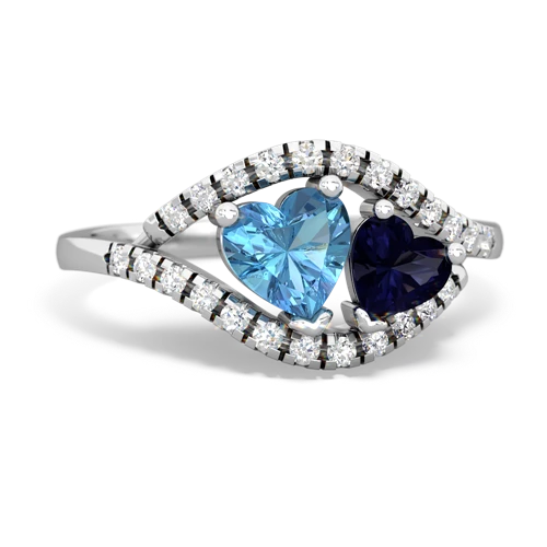 blue topaz-sapphire mother child ring