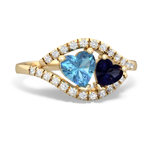 blue topaz-sapphire mother child ring