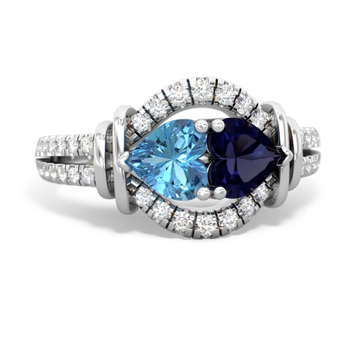 blue topaz-sapphire pave keepsake ring