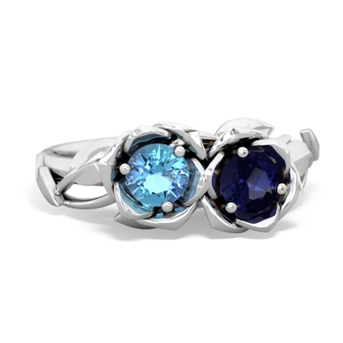 blue topaz-sapphire roses ring
