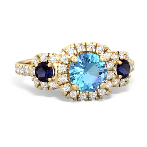 blue topaz-sapphire three stone regal ring