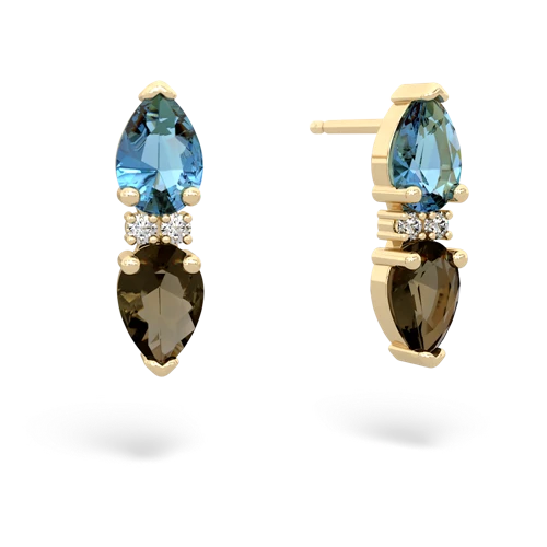 blue topaz-smoky quartz bowtie earrings