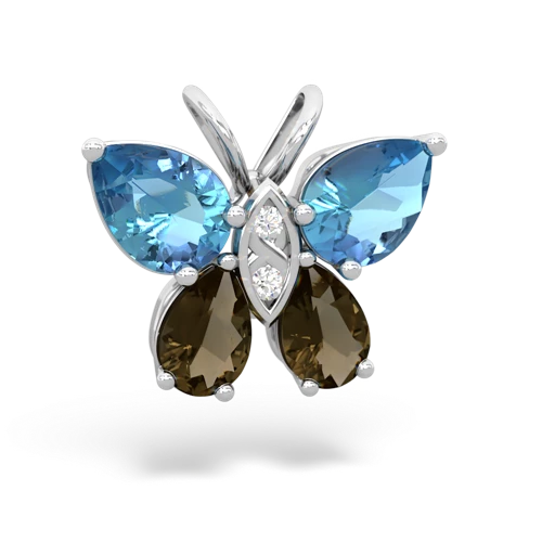 blue topaz-smoky quartz butterfly pendant