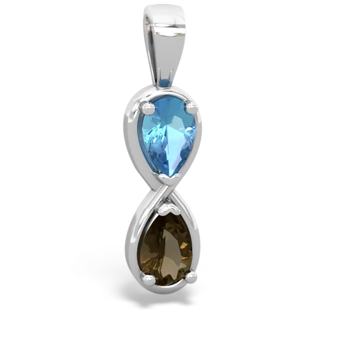 blue topaz-smoky quartz infinity pendant