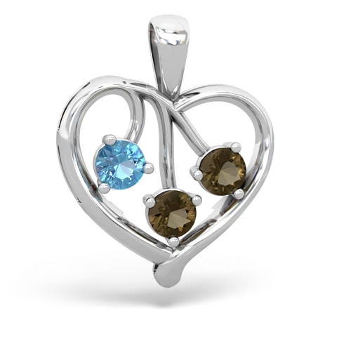 blue topaz-smoky quartz love heart pendant