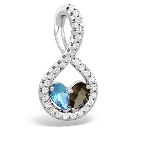 blue topaz-smoky quartz pave twist pendant