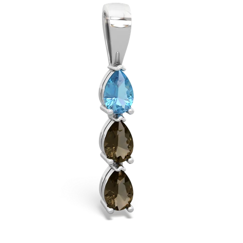 blue topaz-smoky quartz three stone pendant