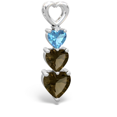 blue topaz-smoky quartz three stone pendant
