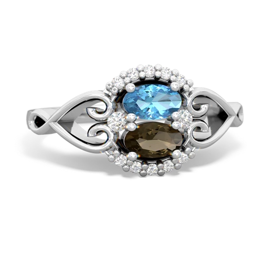 blue topaz-smoky quartz antique keepsake ring