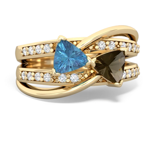 blue topaz-smoky quartz couture ring