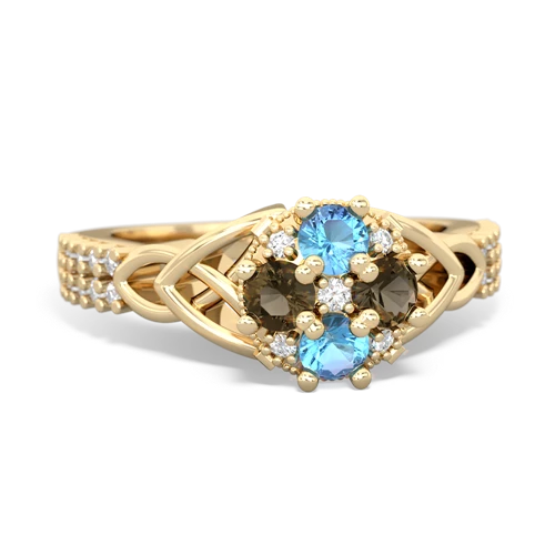 blue topaz-smoky quartz engagement ring