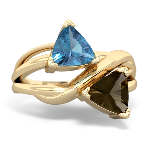 blue topaz-smoky quartz filligree ring