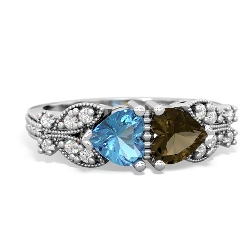 blue topaz-smoky quartz keepsake butterfly ring