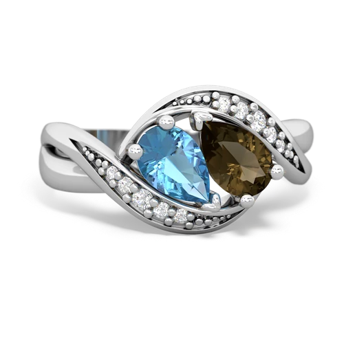 blue topaz-smoky quartz keepsake curls ring