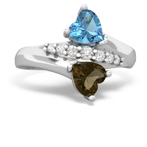 blue topaz-smoky quartz modern ring