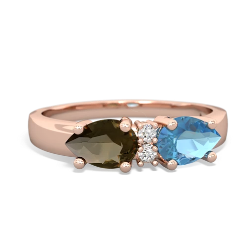 blue topaz-smoky quartz timeless ring